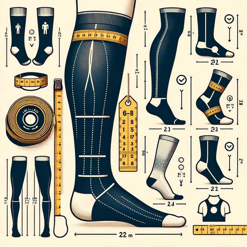 An image featuring a sizing chart for full-leg compression socks