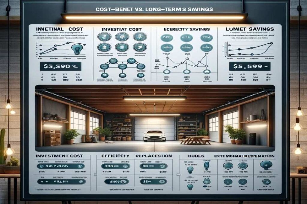  illustrating a cost-benefit analysis of 3-panel LED garage lights