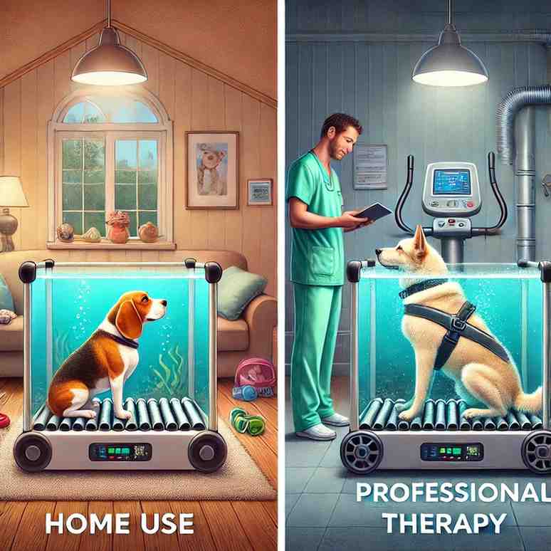 comparing home use and professional therapy for underwater treadmill