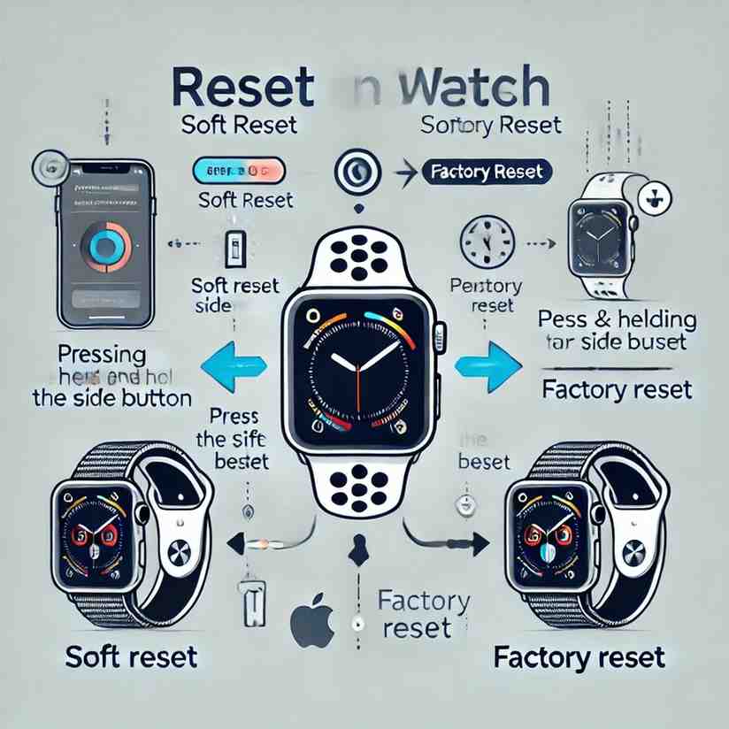 To reset an Apple Watch, covering both soft and factory reset