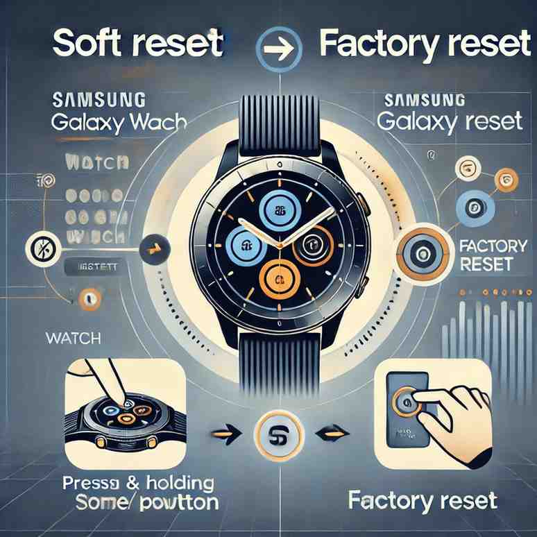 to reset a Samsung Galaxy Watch, covering both soft and factory reset processes