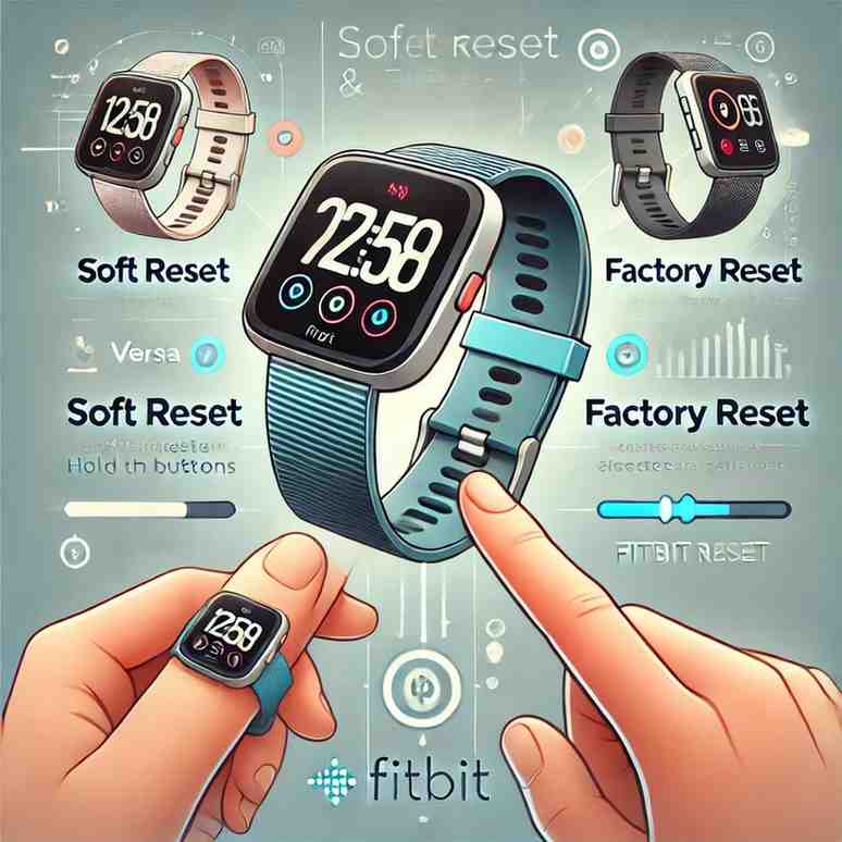 to reset a Fitbit smartwatch, including both soft and factory reset options